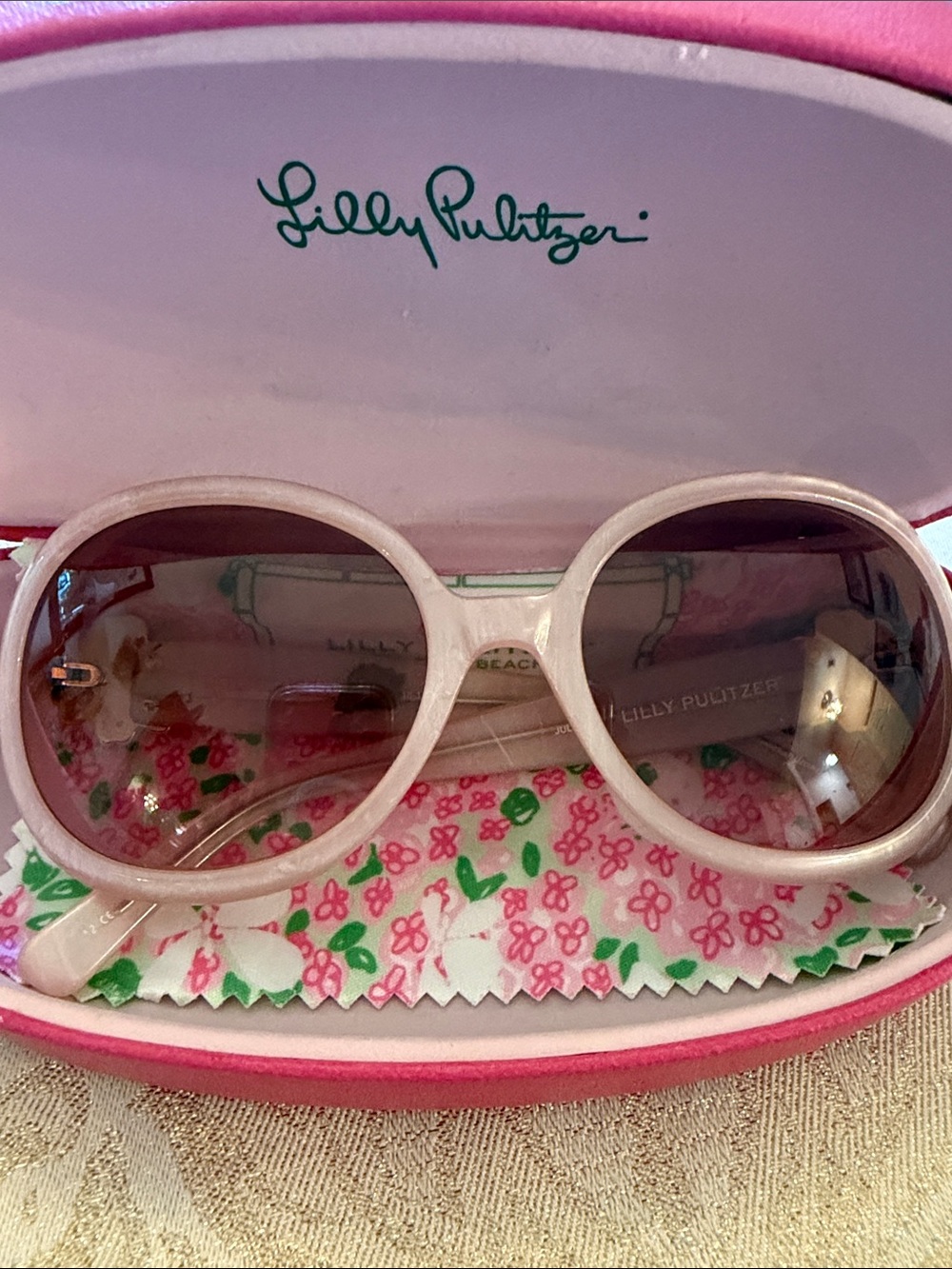 Lilly Pulitzer Pale Pink Round Sunglasses with Gradient Lenses
